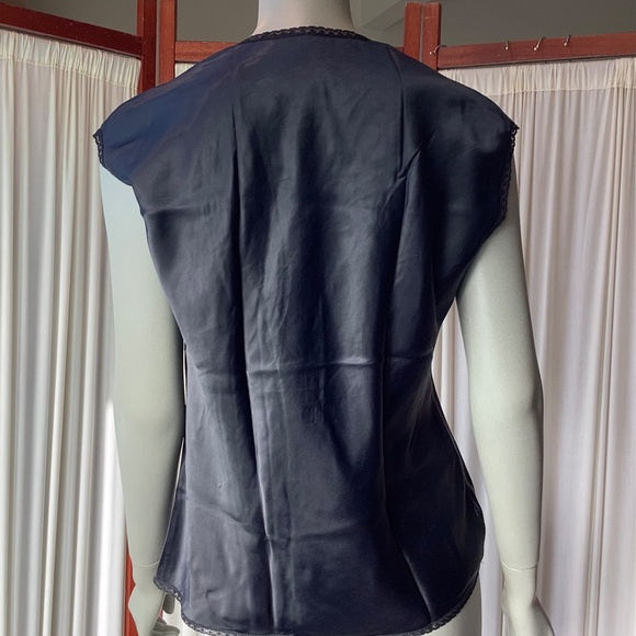 Vintage Black Camisole Lace Trim Satin Remarque Wide Straps Size Large - Picture 4 of 7